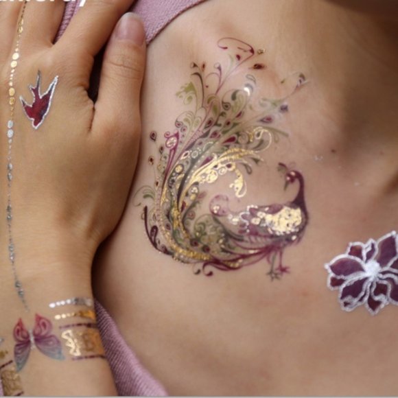 3 sheets Golden Silver Temporary Tattoo - Picture 7 of 16